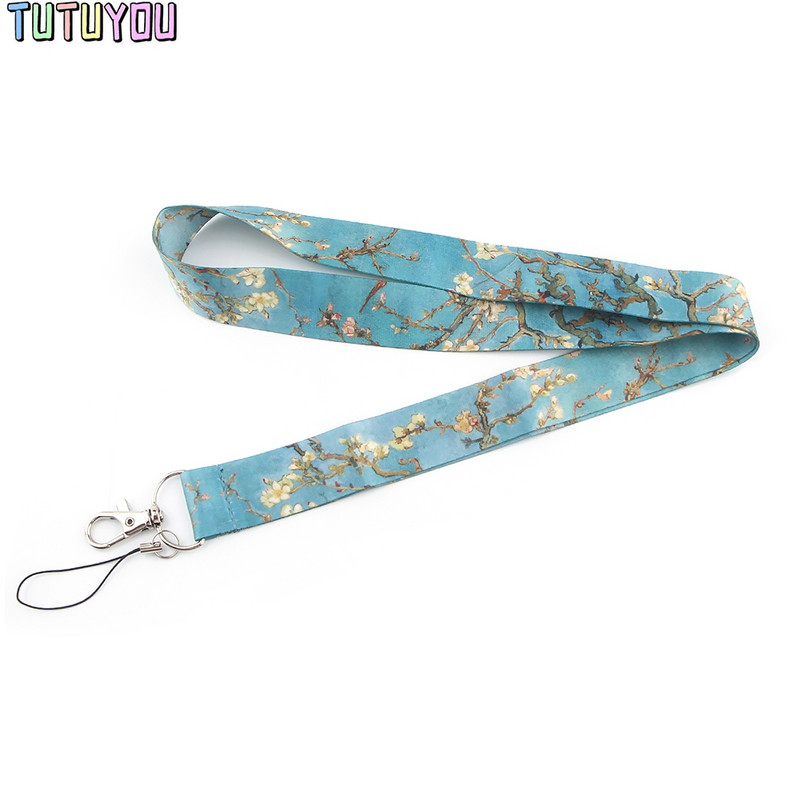 PC3153 Van Gogh Almond Blossom Fashion Card Holder ID Holder Bus Card Holder Staff Card Lanyard For Key Phone DIY Hang Rope