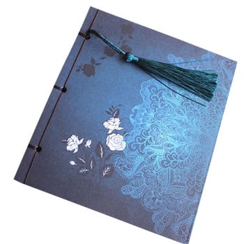 Κινεζικό Stijl Blauwe Roos Kleur Dagboek Notebook Kwastje Briefpapier Retro Bloem Sketchbook Journal Lege Notebook Chinoiserie