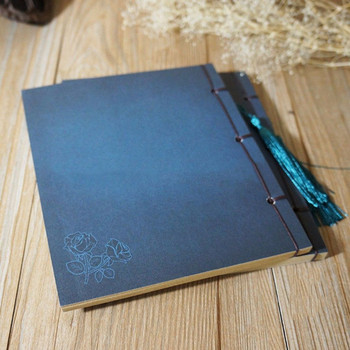 Κινεζικό Stijl Blauwe Roos Kleur Dagboek Notebook Kwastje Briefpapier Retro Bloem Sketchbook Journal Lege Notebook Chinoiserie
