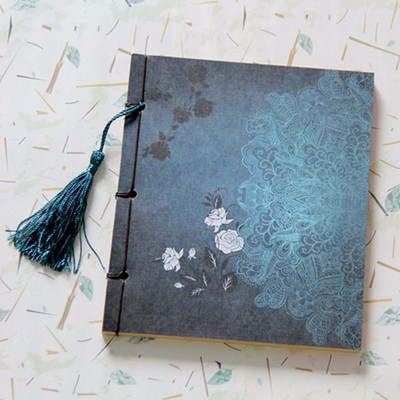 Ķīniešu Stijl Blauwe Roos Kleur Dagboek piezīmju grāmatiņa Kwastje Briefpapier Retro Bloem skiču grāmata Journal Lege Notebook Chinoiserie