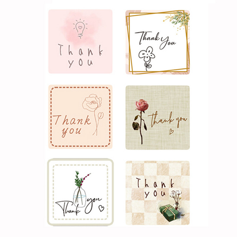 50-300 бр. Подаръци за празници/рождени дни/сватбени партита Декорационен печат Стикер Сладък анимационен филм Флорални благодарствени стикери Етикети за пликове за печене