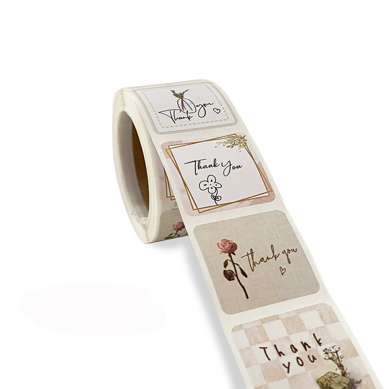 50-300 бр. Подаръци за празници/рождени дни/сватбени партита Декорационен печат Стикер Сладък анимационен филм Флорални благодарствени стикери Етикети за пликове за печене
