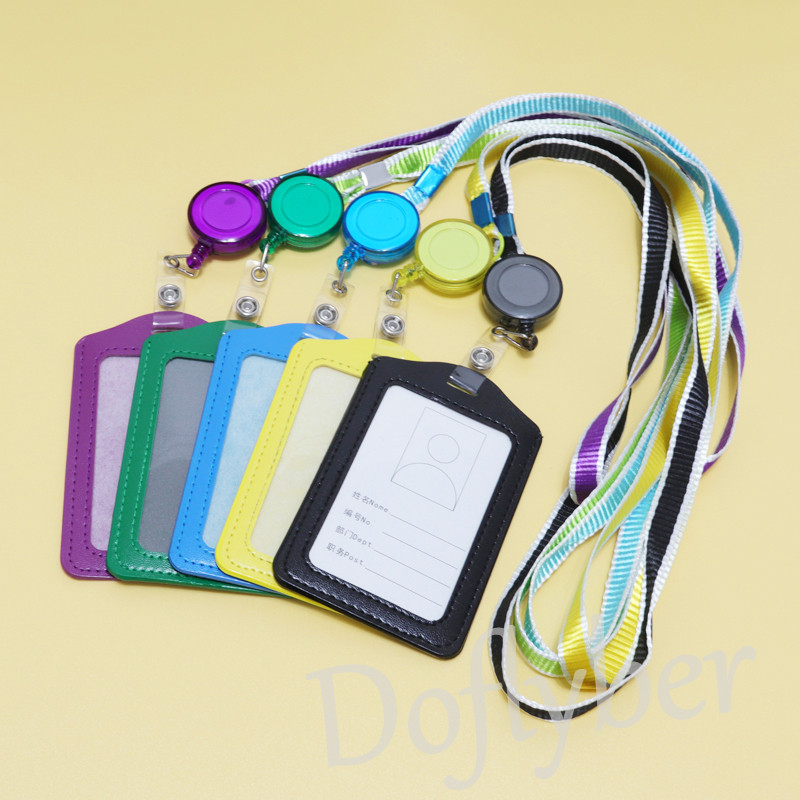 Черен прибиращ се притежател на карта за самоличност Щипка за значка Макара с въже за врат Връзка за откат ID значка Аксесоари Канцеларски материали