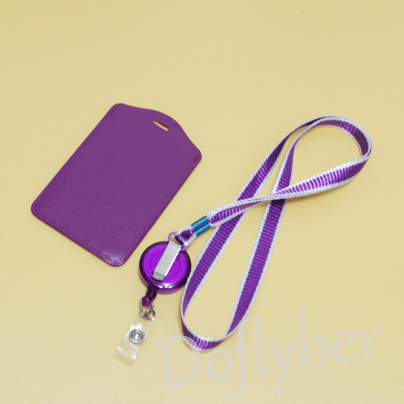 Черен прибиращ се притежател на карта за самоличност Щипка за значка Макара с въже за врат Връзка за откат ID значка Аксесоари Канцеларски материали