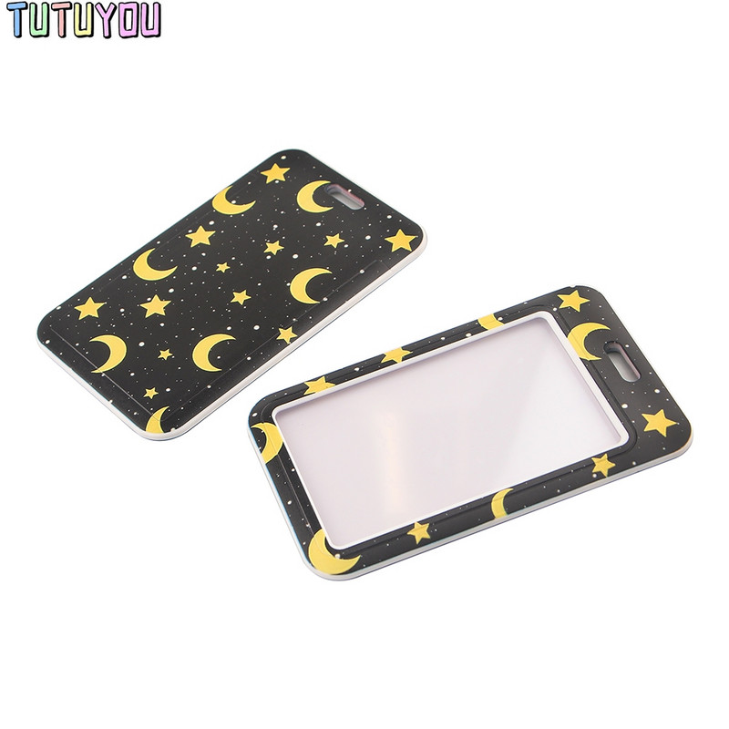 1 бр. PC2549 Звезда и луна ремък чанта за притежател на кредитна карта Студентски жени Пътуване Банка Автобус Значка на капака на визитка