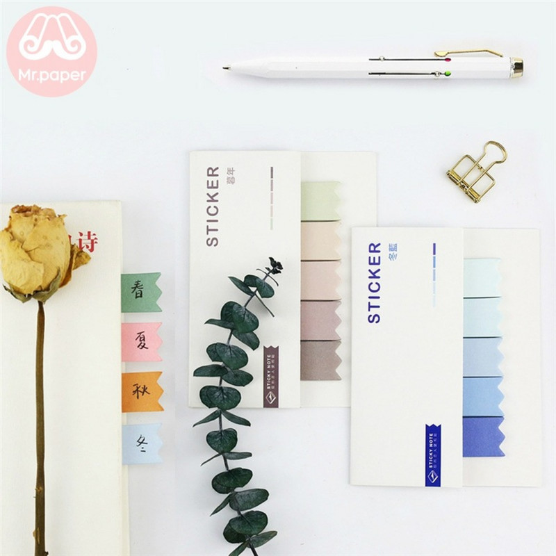 Mr.Paper 100 бр./лот 8 цвята Постепенна промяна на блокче за бележки Sticky Notes Бележник Ученик Училищен учебен дневник Самозалепващи се блокчета за бележки