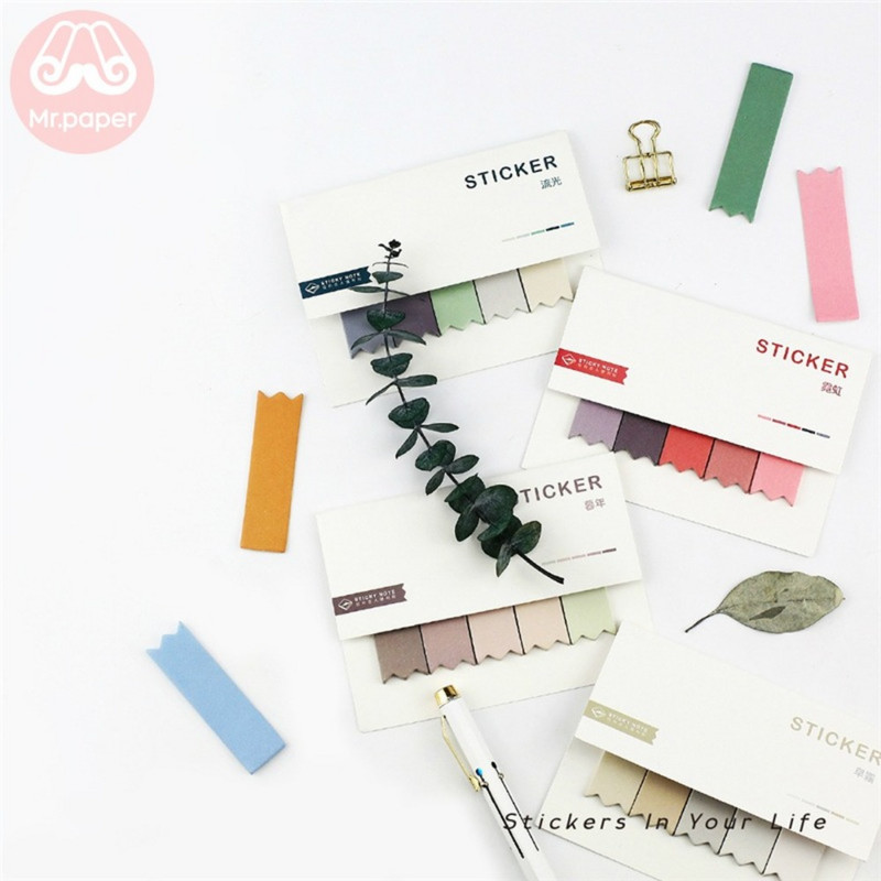 Mr.Paper 100 бр./лот 8 цвята Постепенна промяна на блокче за бележки Sticky Notes Бележник Ученик Училищен учебен дневник Самозалепващи се блокчета за бележки