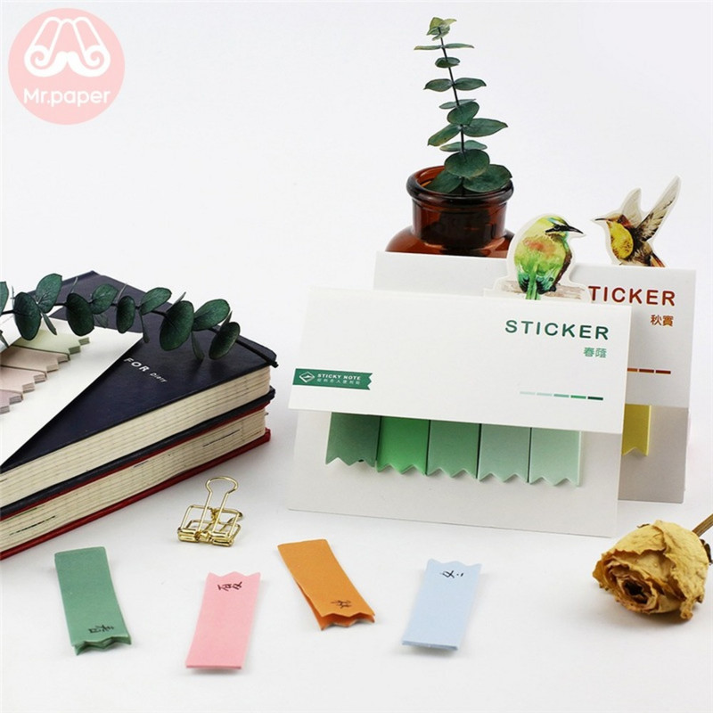 Mr.Paper 100 бр./лот 8 цвята Постепенна промяна на блокче за бележки Sticky Notes Бележник Ученик Училищен учебен дневник Самозалепващи се блокчета за бележки
