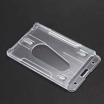 2X вертикален твърд пластмасов държач за бадж с двойна идентификация на карта, мултипрозрачен 10X6 см