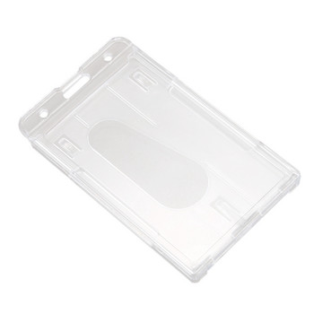 2X вертикален твърд пластмасов държач за бадж с двойна идентификация на карта, мултипрозрачен 10X6 см