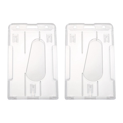 2 X vertikāls cietas plastmasas žetonu turētājs, dubultā kartes ID multi caurspīdīga 10 x 6 cm