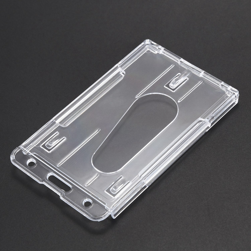 2 X vertikāls cietas plastmasas žetonu turētājs, dubultā kartes ID multi caurspīdīga 10 x 6 cm