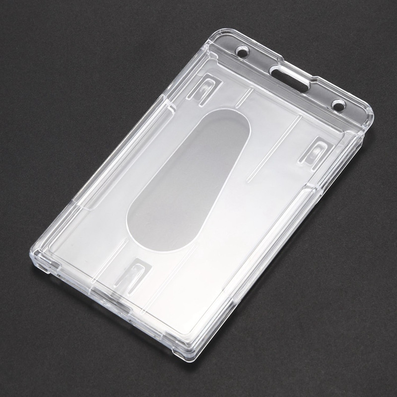 2 X vertikāls cietas plastmasas žetonu turētājs, dubultā kartes ID multi caurspīdīga 10 x 6 cm