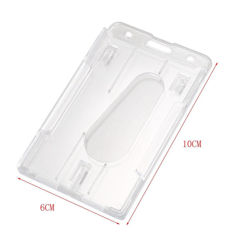 2 X vertikāls cietas plastmasas žetonu turētājs, dubultā kartes ID multi caurspīdīga 10 x 6 cm