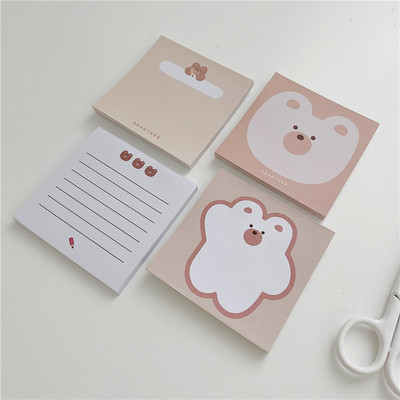 Ins Cartoon Cute Bear Khaki Memo Pad Student Mini Notepad Kawaii Канцеларски материали Офис Допис Списък със задачи Хартия със съобщения 50 листа