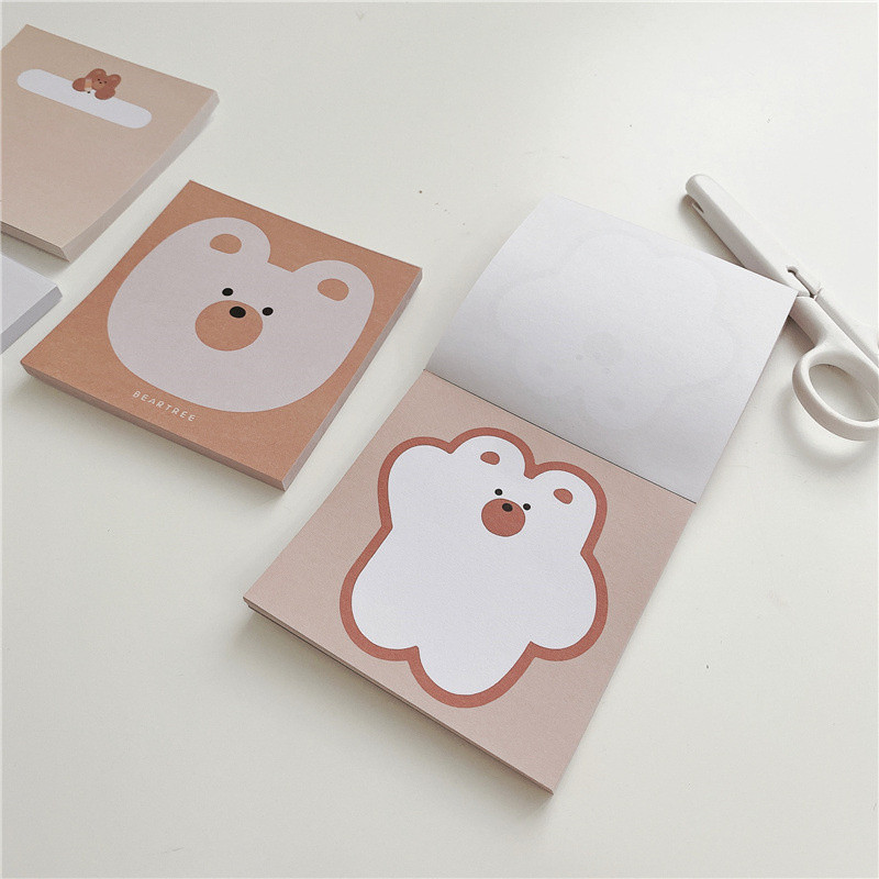Ins Crtani slatki medo Kaki Memo Pad Student Mini Notepad Kawaii dopisnice Uredski zapis Popis zadataka Papir s porukama 50 listova