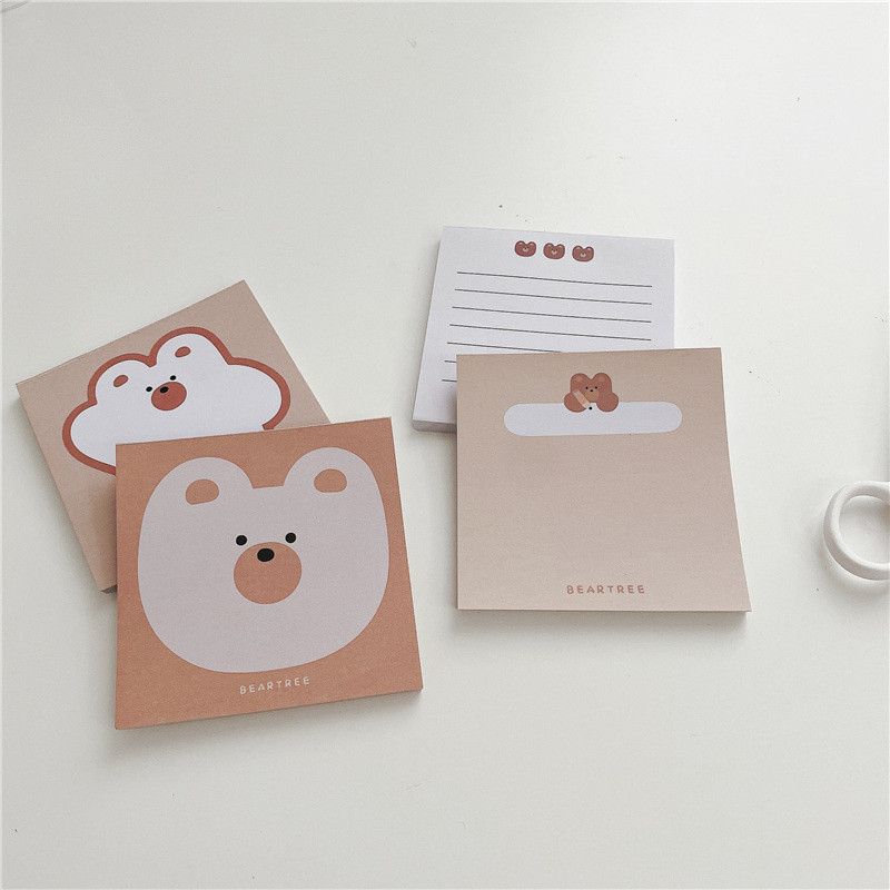 Ins Crtani slatki medo Kaki Memo Pad Student Mini Notepad Kawaii dopisnice Uredski zapis Popis zadataka Papir s porukama 50 listova