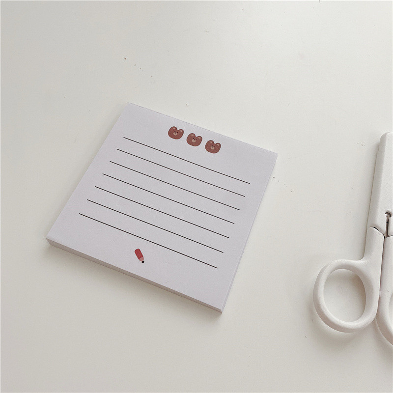 Ins Crtani slatki medo Kaki Memo Pad Student Mini Notepad Kawaii dopisnice Uredski zapis Popis zadataka Papir s porukama 50 listova