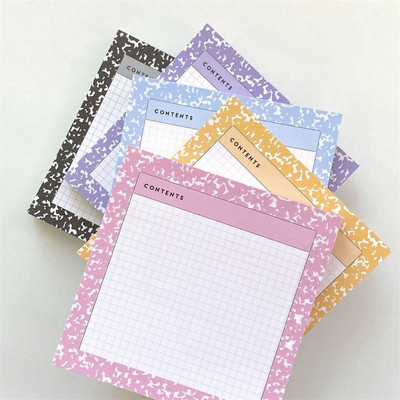 MINKYS 50 листа Kawaii Grid Memo Notes Paper Daily To Do It Check List Paperlaria Училищни канцеларски материали