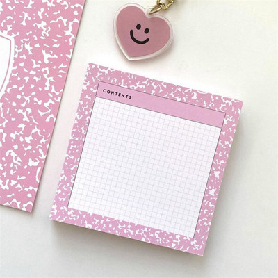MINKYS 50 φύλλα Kawaii Grid Σημειωματάρια σημειώσεων Χαρτί καθημερινά για να το κάνετε Λίστα ελέγχου Paperlaria School Stationery