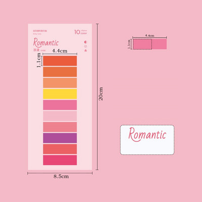 1 τεμ. Ρομαντικό Έγχρωμο Υπόμνημα Μνήμης PET Sticky Notes 14cm Χάρακας Ευρετήριο Αυτοκόλλητα Μαρκαδόρος βιβλίου Office School A7330