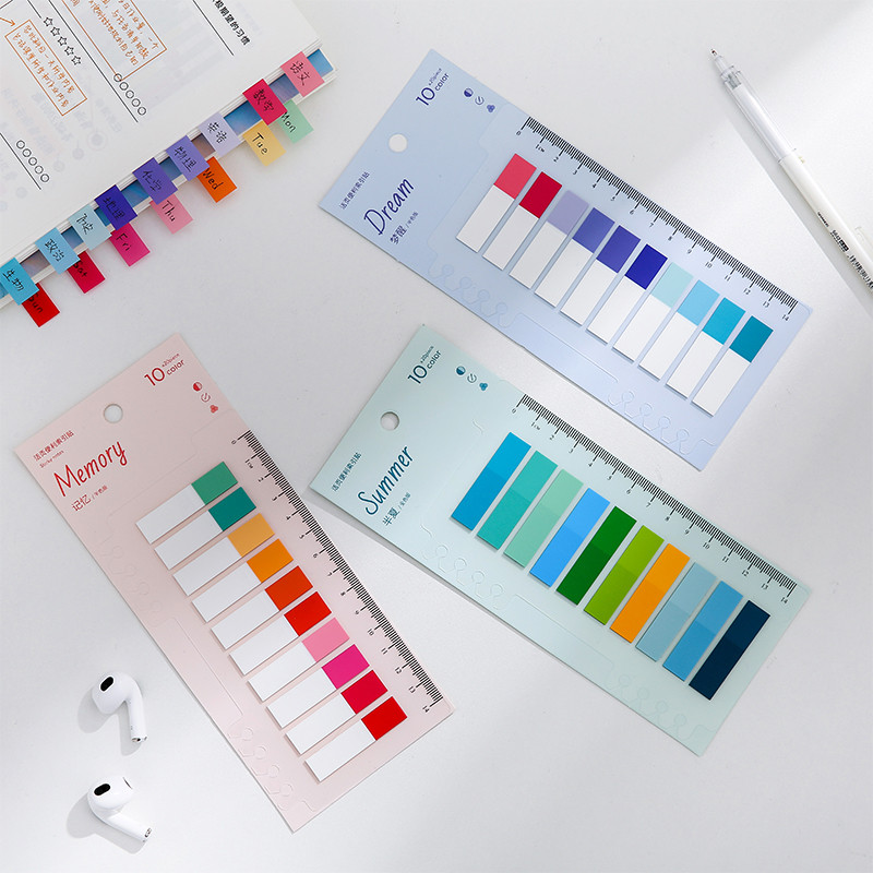 1gab Romantiska atmiņa krāsaina piezīmju bloks PET līmlapiņas 14cm lineāls rādītājs uzlīmes Grāmatu marķieris Biroja skola A7330
