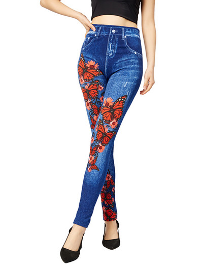 CUHAKCI Sexy Leggins Push Up Faux τζιν παντελόνι Ελαστικό ψηλόμεσο γυναικείο κολάν Αθλητικό παντελόνι Προπόνηση Running Fitness Gym