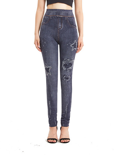 CUHAKCI Sexy Leggins Push Up Faux τζιν παντελόνι Ελαστικό ψηλόμεσο γυναικείο κολάν Αθλητικό παντελόνι Προπόνηση Running Fitness Gym