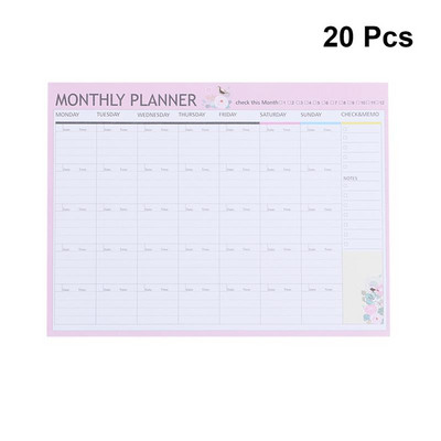 20 φύλλα Monthly Planner A4 Decorative Organizer Ημερολόγιο Πρόγραμμα Σημειωματάριο Candy Weekly Daily Planner Memo Pad (Τυχαίο χρώμα)