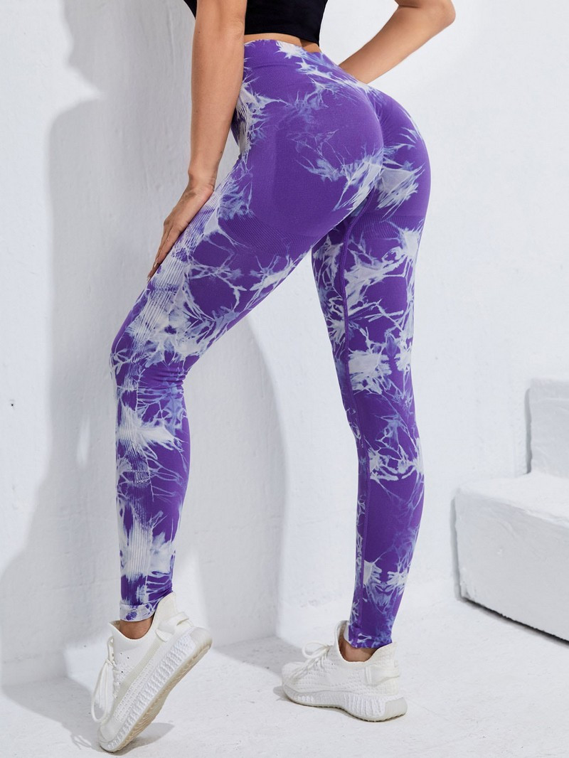 Badu.bg Безшевни клинове Tie Dye Дамски за фитнес йога панталони Push ...
