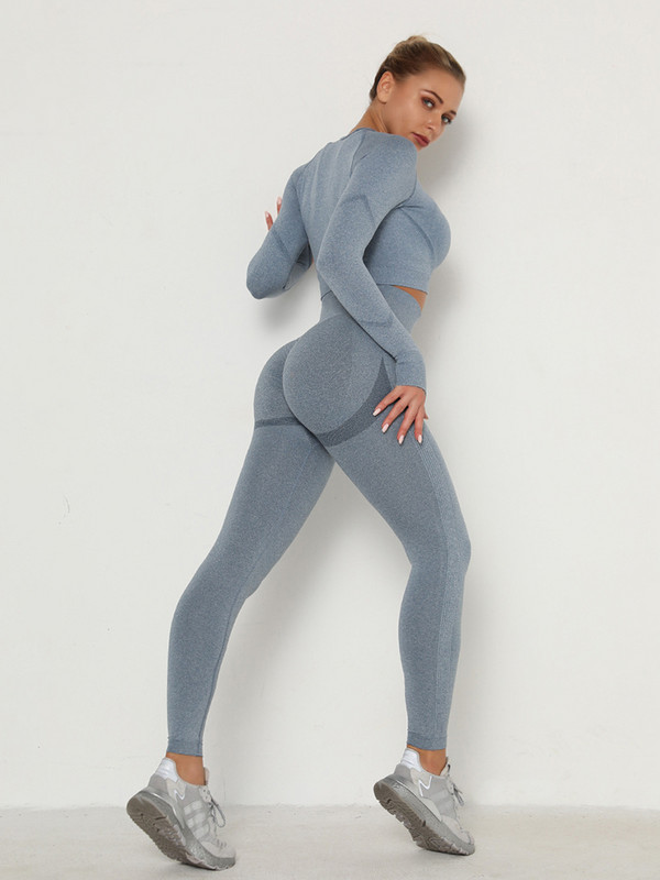 Sieviešu bezšuvju treniņu legingi ar augstu vidukli Push Up legingi Sieviešu seksīgi sporta zāles legingi Modes melni sporta legingi