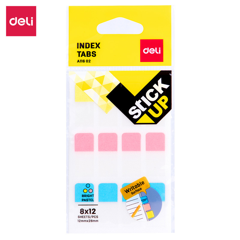 Deli PET Index Tabs Plānotājs Uzlīmes 3 krāsas 30 loksnes/soma Birojs Mājas Skolas piederumi Indeksa sadalītājs Līmlapiņas Papīrs EA11802