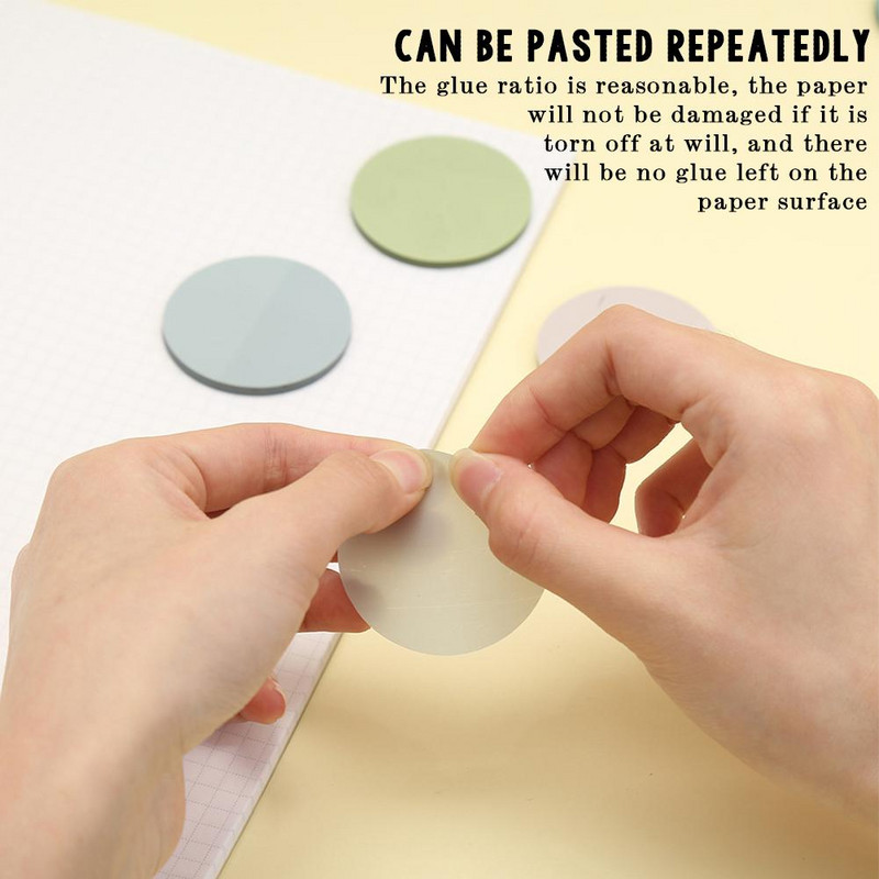 Daudzkrāsainas caurspīdīgas piezīmes, apaļas, jaukas ziņojumu marķieru uzlīmes Studentu kancelejas piederumu piezīmju bloka dienasgrāmatas uzlīmes