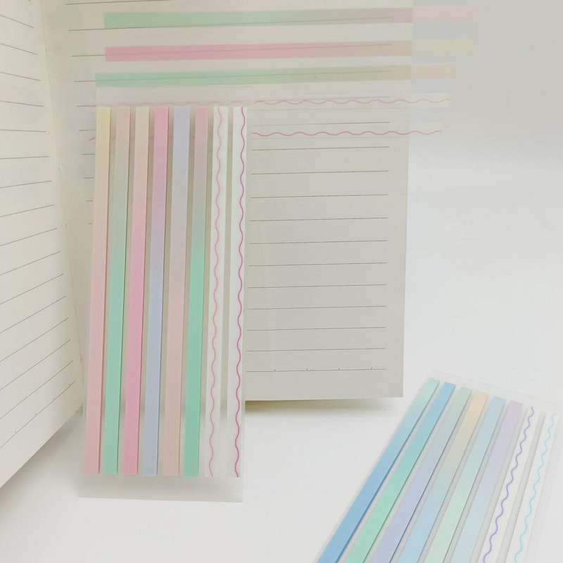 Creative Line Retro indeksu uzlīmes Krāsu josla Caurspīdīga Macaron dienasgaismas indeksa etiķete Studentu biroja lasīšanas uzlīmes