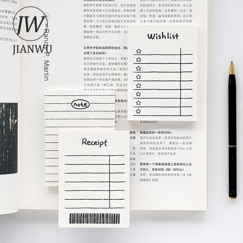 JIANWU 50 loksnes jauks mini piezīmju bloks bez lipīguma, studentam rakstāms uzdevumu saraksts biroja plānošanas piezīmju bloks Kawaii kancelejas piederumi