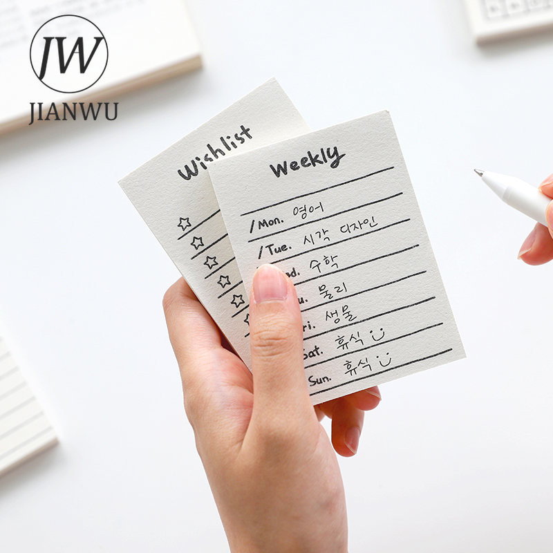 JIANWU 50 loksnes jauks mini piezīmju bloks bez lipīguma, studentam rakstāms uzdevumu saraksts biroja plānošanas piezīmju bloks Kawaii kancelejas piederumi