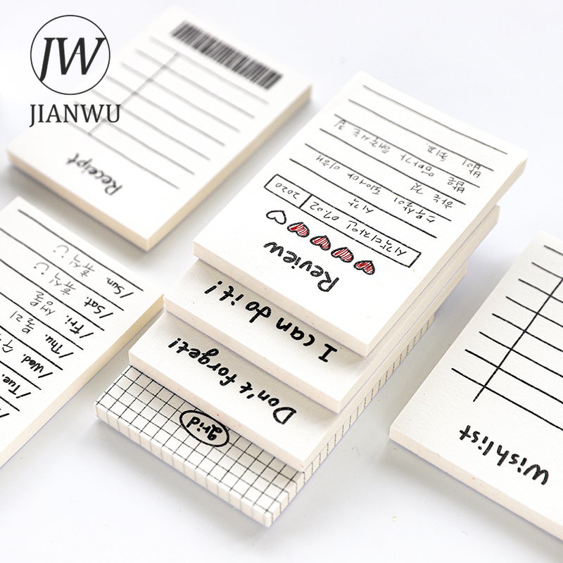 JIANWU 50 loksnes jauks mini piezīmju bloks bez lipīguma, studentam rakstāms uzdevumu saraksts biroja plānošanas piezīmju bloks Kawaii kancelejas piederumi