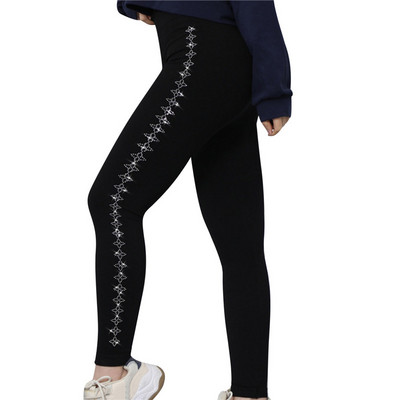 Μαύρο Stretch Skinny Παντελόνι Γυναικείο Κολάν Περλέ βελούδινο Παχύ βελούδινο ελαστικό παντελόνι Tide Φθινοπωρινό Χειμερινό κολάν