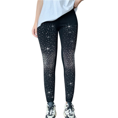 Μαύρο Stretch Skinny Παντελόνι Γυναικείο Κολάν Περλέ βελούδινο Παχύ βελούδινο ελαστικό παντελόνι Tide Φθινοπωρινό Χειμερινό κολάν