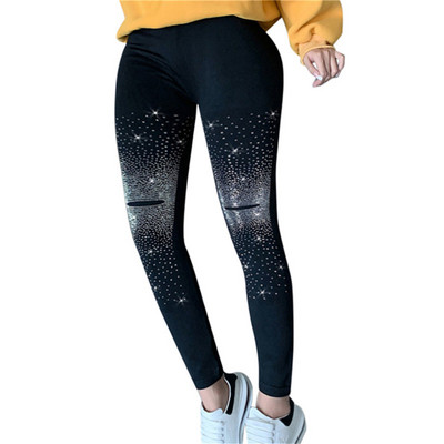 Μαύρο Stretch Skinny Παντελόνι Γυναικείο Κολάν Περλέ βελούδινο Παχύ βελούδινο ελαστικό παντελόνι Tide Φθινοπωρινό Χειμερινό κολάν