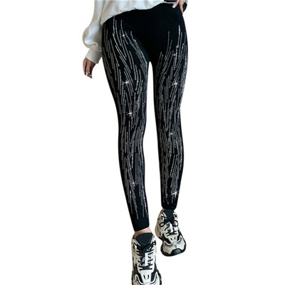 Μαύρο Stretch Skinny Παντελόνι Γυναικείο Κολάν Περλέ βελούδινο Παχύ βελούδινο ελαστικό παντελόνι Tide Φθινοπωρινό Χειμερινό κολάν