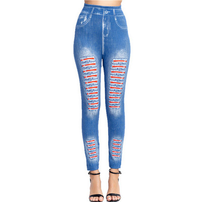 LJCUIYAO Nove Push Up bešavne tajice visokog struka Ženske mreže za vježbanje Prozračna odjeća za fitness Šuplje jeans hlače od umjetnog trapera
