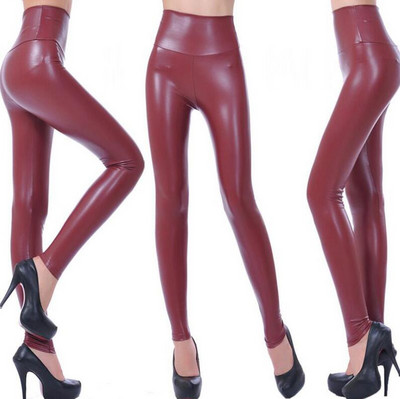 INDJXND Sexy Legging Punk Μαύρο Skinny Παντελόνι Μόδα ψηλή μέση Stretch Push Up Wet Look Ρούχα γυμναστικής μέχρι τον αστράγαλο