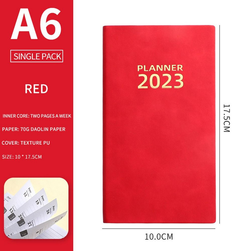 2023. gada dienasgrāmatas plānotājs, piezīmjdators A6 izmērs, 365 dienas, kalendārs, grafiks, PU piezīmju grāmatiņas.