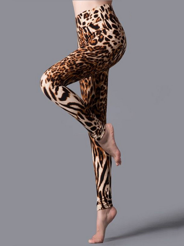 CUHAKCI Augstas jostasvietas legingi Sporta apģērbs treniņiem Sieviešu džeggingi elastīgās bikses Leopards vasaras apdrukātas svītras Sexy Fitness Leggins