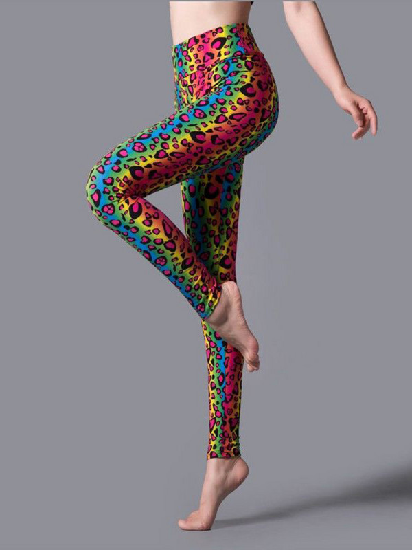 CUHAKCI Augstas jostasvietas legingi Sporta apģērbs treniņiem Sieviešu džeggingi elastīgās bikses Leopards vasaras apdrukātas svītras Sexy Fitness Leggins