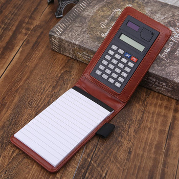 Джобен тефтер A7 с кожена корица Бележник Мемо Дневник Планер с калкулатор Бизнес работа Офис консумативи