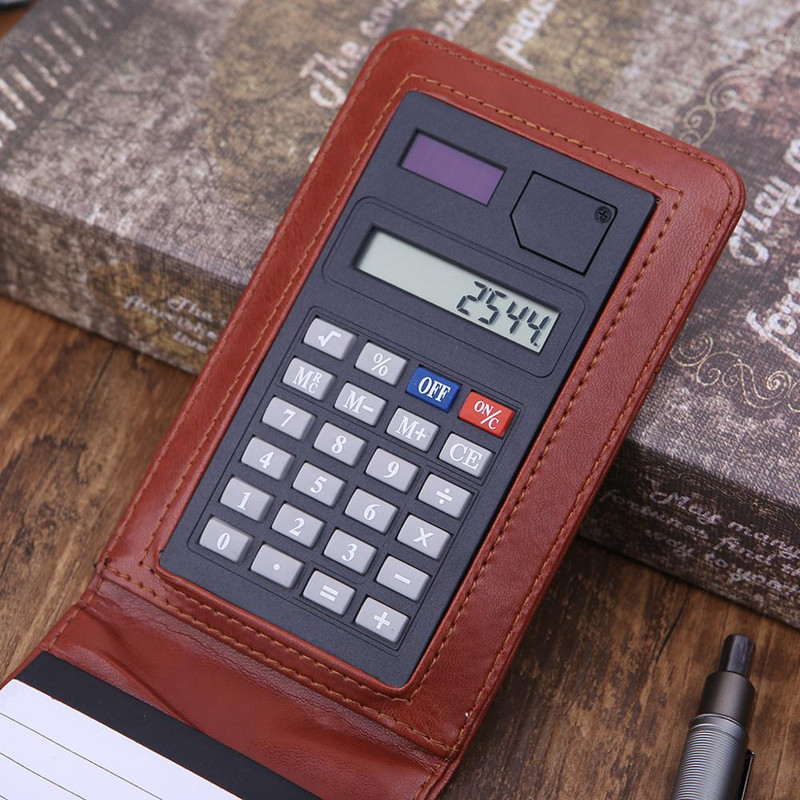 Kabatas A7 piezīmjdatora ādas vāka piezīmjdatora piezīmju dienasgrāmatas plānotājs ar kalkulatoru biznesa darba biroja piederumi