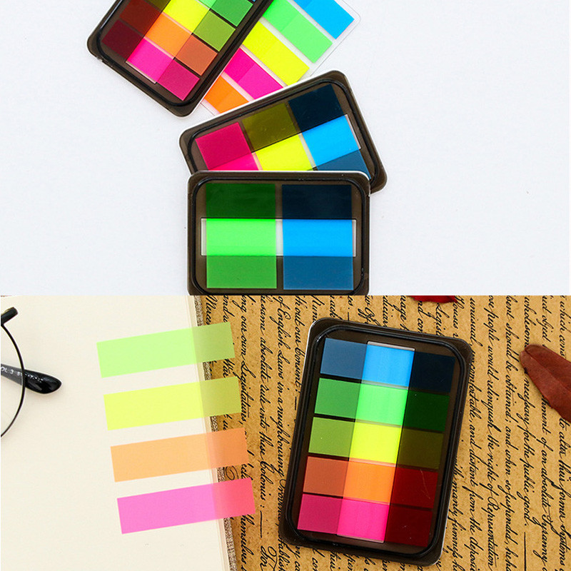 1Gb Radošās kancelejas preces Izvelkama grāmatzīmju kastīte var saplēst Fluorescence Krāsa Pašlīmējoša piezīmju bloks Līmlapiņas Grāmatzīmju birojs