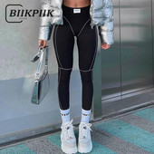 BIIKPIIK Fashion Skinny Παντελόνι Γυναικεία χωρίς ραφή ράβδωση Casual ελαστικά κολάν για γυναίκες Σπορ φόρμες προπόνησης Καλοκαιρινά ρούχα